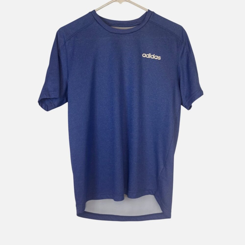 Adidas Shirt Men's Medium Blue Athletic Stretch Logo Casual Climalite Modern